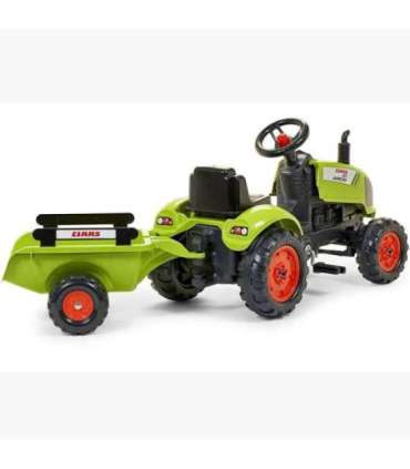 FALK Claas pedaaltraktor, roheline, signaaliga ja haagisega, sobib alates 2. eluaastast.