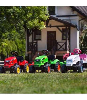 FALK X mängutraktor, roheline, koos haagise ja signaaliga, sobib alates 2. eluaastast