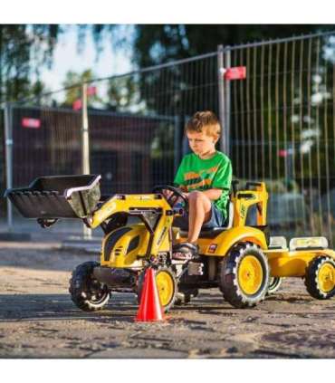 FALK KOMATSU pedaaltraktor ekskavaatori kopa ja haagisega, alates 2. eluaastast