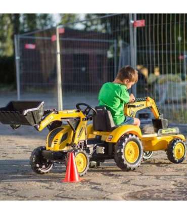 FALK KOMATSU pedaaltraktor ekskavaatori kopa ja haagisega, alates 2. eluaastast