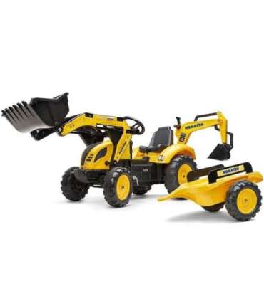 FALK KOMATSU pedaaltraktor ekskavaatori kopa ja haagisega, alates 2. eluaastast