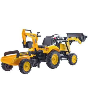 FALK KOMATSU pedaaltraktor ekskavaatori kopa ja haagisega, alates 2. eluaastast