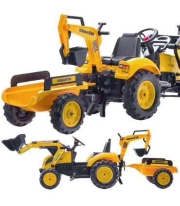 FALK KOMATSU pedaaltraktor ekskavaatori kopa ja haagisega, alates 2. eluaastast