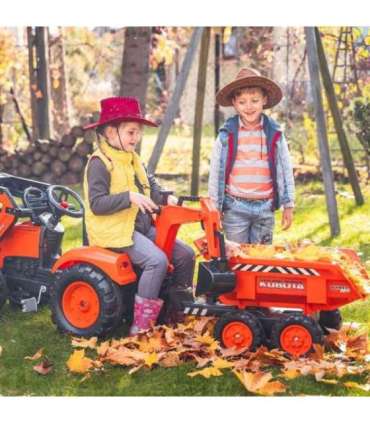 FALK Kubota mängutraktor, oranž, koos haagisega, sobib alates 3. eluaastast