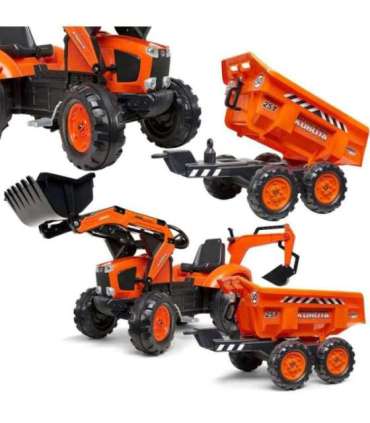 FALK Kubota mängutraktor, oranž, koos haagisega, sobib alates 3. eluaastast