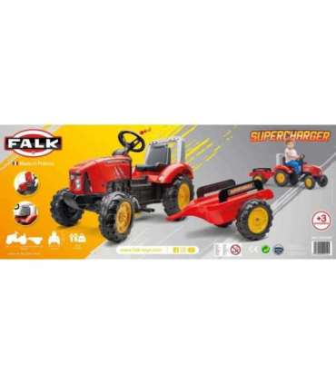 FALK 'Red Supercharger' pedaaltraktor koos haagisega, avatav, alates 3. eluaastast