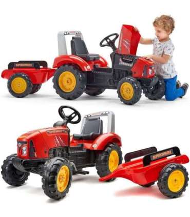 FALK 'Red Supercharger' pedaaltraktor koos haagisega, avatav, alates 3. eluaastast