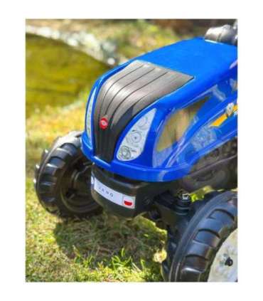 FALK pedaaltraktor New Holland, suur, haagisega ja avatava kapotiga, sobib alates 2. eluaastast