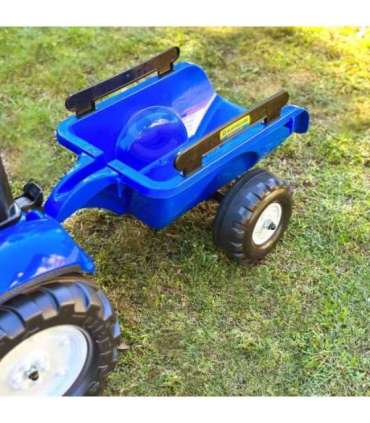 FALK pedaaltraktor New Holland, suur, haagisega ja avatava kapotiga, sobib alates 2. eluaastast
