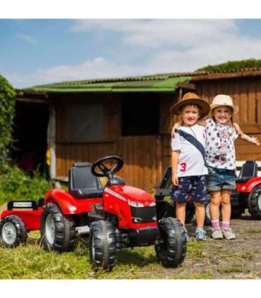 FALK Massey Ferguson pedaaltraktor, punane, haagisega, alates 3. eluaastast