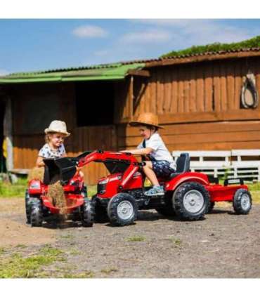 FALK Massey Ferguson pedaaltraktor, punane, haagisega, alates 3. eluaastast