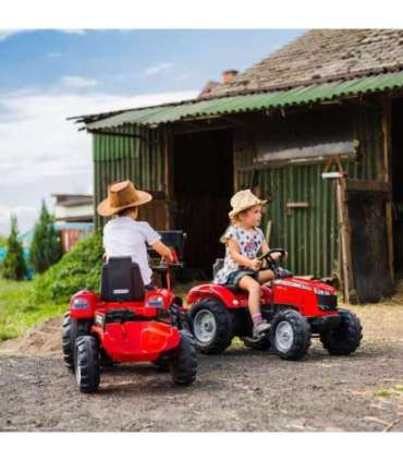 FALK Massey Ferguson pedaaltraktor, punane, haagisega, alates 3. eluaastast
