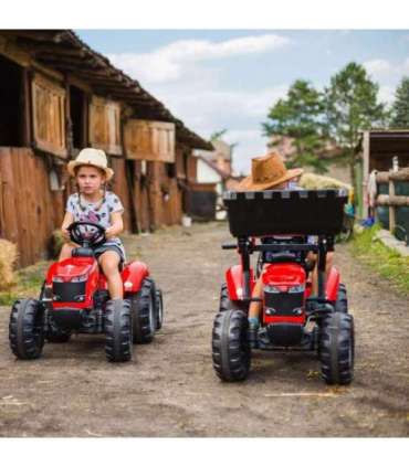 FALK Massey Ferguson pedaaltraktor, punane, haagisega, alates 3. eluaastast