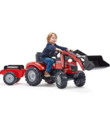 FALK Massey Ferguson pedaaltraktor, punane, haagisega, alates 3. eluaastast