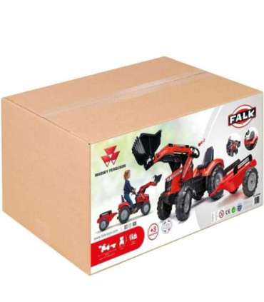 FALK Massey Ferguson pedaaltraktor, punane, haagisega, alates 3. eluaastast