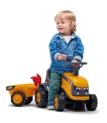 FALK трактор JCB оранжевый с прицепом, подходит для детей от 1 года