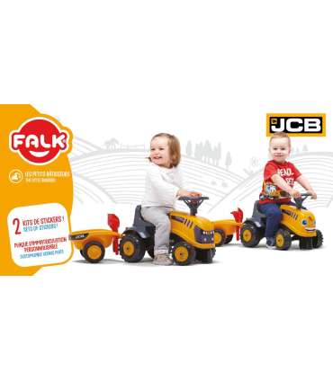 FALK трактор JCB оранжевый с прицепом, подходит для детей от 1 года