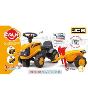 FALK трактор JCB оранжевый с прицепом, подходит для детей от 1 года
