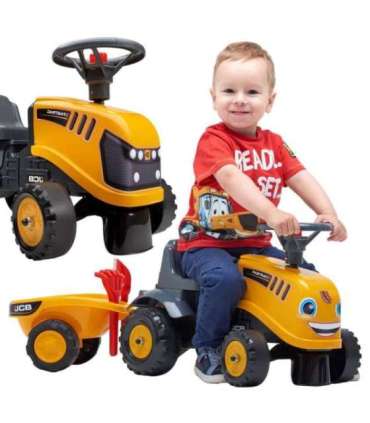 FALK трактор JCB оранжевый с прицепом, подходит для детей от 1 года