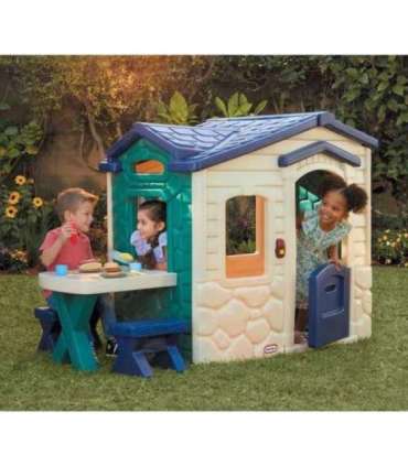 Little Tikes aiamaja koos patioga ja maagilise kellukesega, tumesinine ja roheline