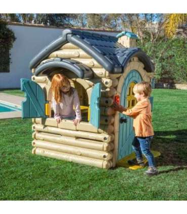 FEBER suur Casual-stiilis aiamaja väljatõmmatava pingiga, palkmajake