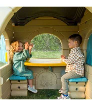 FEBER suur Casual-stiilis aiamaja väljatõmmatava pingiga, palkmajake