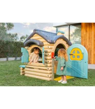 FEBER suur Casual-stiilis aiamaja väljatõmmatava pingiga, palkmajake