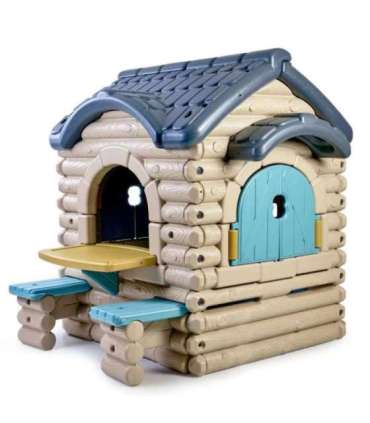 FEBER suur Casual-stiilis aiamaja väljatõmmatava pingiga, palkmajake