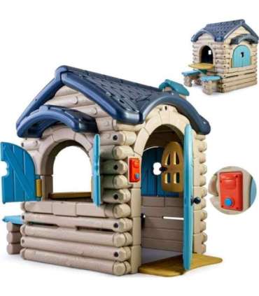 FEBER suur Casual-stiilis aiamaja väljatõmmatava pingiga, palkmajake