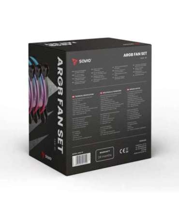 SAVIO FAN-01 4-pack 120mm ARGB fan including controller and remote control