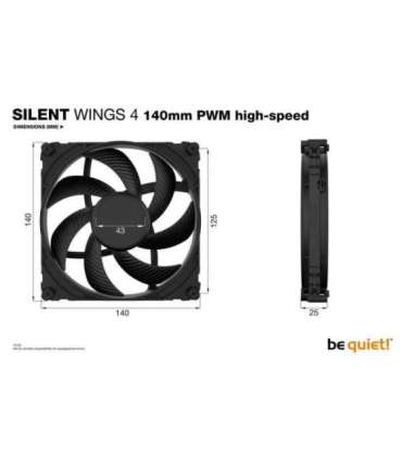 be quiet! SILENT WINGS 4 140mm PWM high-speed Computer case Fan 14 cm Black 1 pc(s)