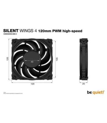 be quiet! SILENT WINGS 4 120mm PWM high-speed Computer case Fan 12 cm Black 1 pc(s)