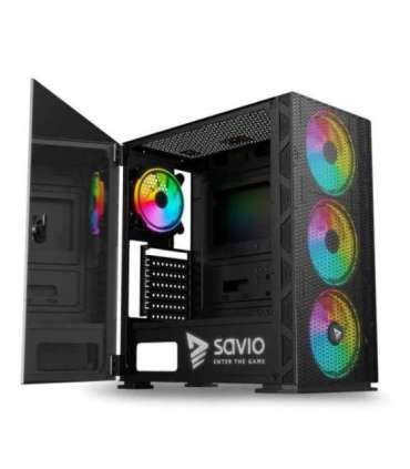 SAVIO PC Case Raptor X1 ARGB Glass/Mesh Black
