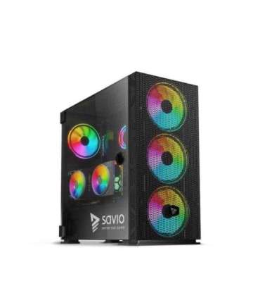 SAVIO PC Case Raptor X1 ARGB Glass/Mesh Black