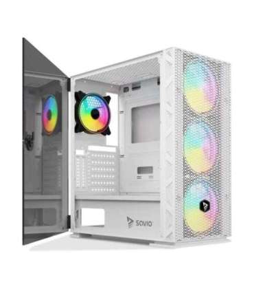 SAVIO Raptor White X1 ARGB Glass/Mesh White Computer Case