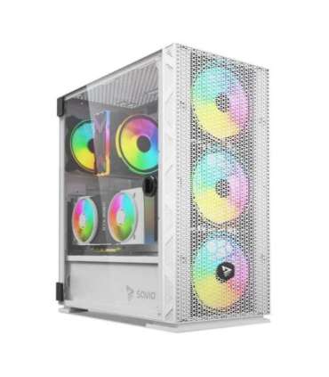SAVIO Raptor White X1 ARGB Glass/Mesh White Computer Case