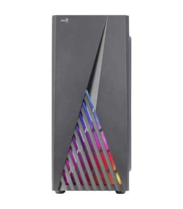 Aerocool DELTABKV1 ATX PC Case RGB Front Full Side Window 12cm Fan Black