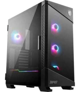 MSI MPG VELOX 100R Mid Tower Gaming Computer Case 'Black, 4x 120mm ARGB Fans, 1-6 ARGB Hub, ARGB light strip, USB