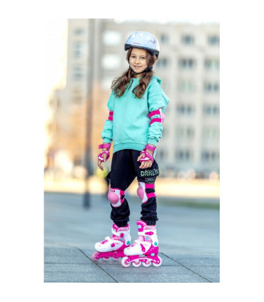 LED 3-in1 Laste rulluisud Croxer Missy reguleeritava suurusega valge/roosa