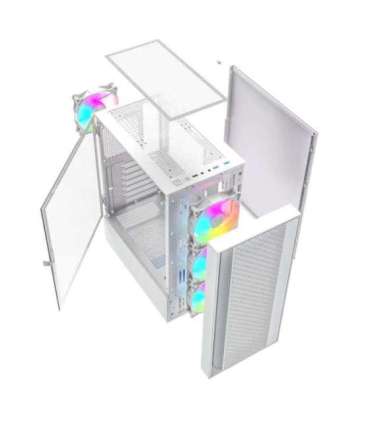 Gembird Fornax 4000W ARGB gaming ATX computer case, Midi Tower, backlight, White