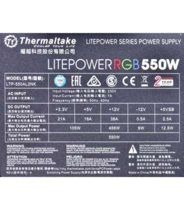 Computer power supply THERMALTAKE LITEPOWER RGB 550W, 24-pin