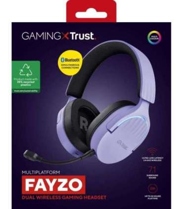Trust GXT 491P FAYZO Headset Wired & Wireless Head-band Gaming USB Type-A Bluetooth Black, Purple