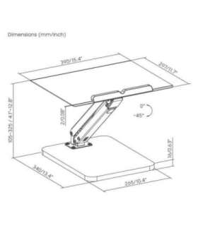 Maclean desk stand for monitor or laptop, gas spring, for standing and sitting work, black, MC-493