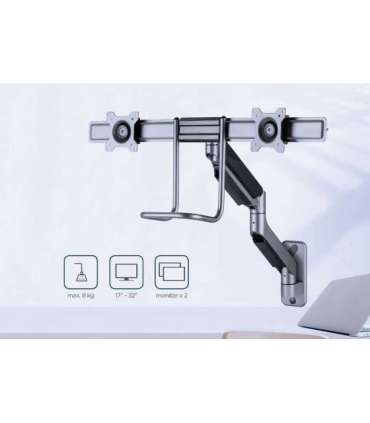 Gembird Laikiklis Adjustable wall 2-display mounting arm 17-32inch iki 8kg