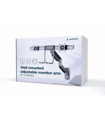 Gembird Laikiklis Adjustable wall 2-display mounting arm 17-32inch iki 8kg