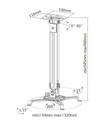 Techly Projector Ceiling Support Extension 545-900 mm Silver ICA-PM 18M