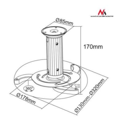 Maclean MC-515 Universal Ceiling Mount for Projector 10 kg
