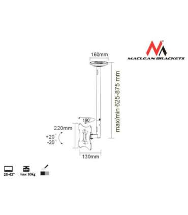 Maclean MC-504A S Adjustable Ceiling Bracket 23"-42" 30kg