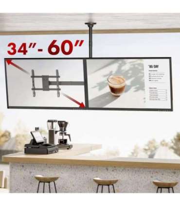 Maclean ceiling mount for two TVs, max load 2x40kg, 34-60", max VESA 600x400, MC-111 B