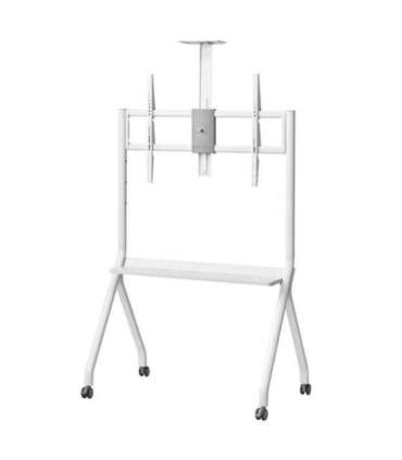 Maclean TV stand / cart, camera shelf, on casters, 55-100", max load 120kg/10kg shelf, max. VESA 900x600, white, MC-114